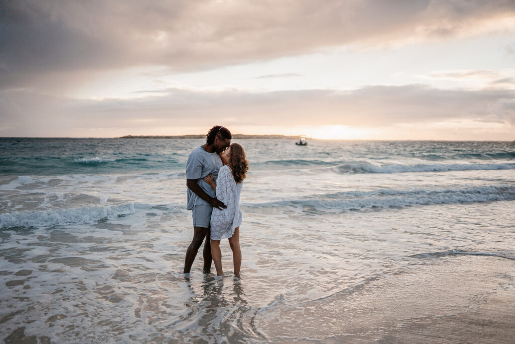 st martin couples photoshoot at Orient Bay during sunrise