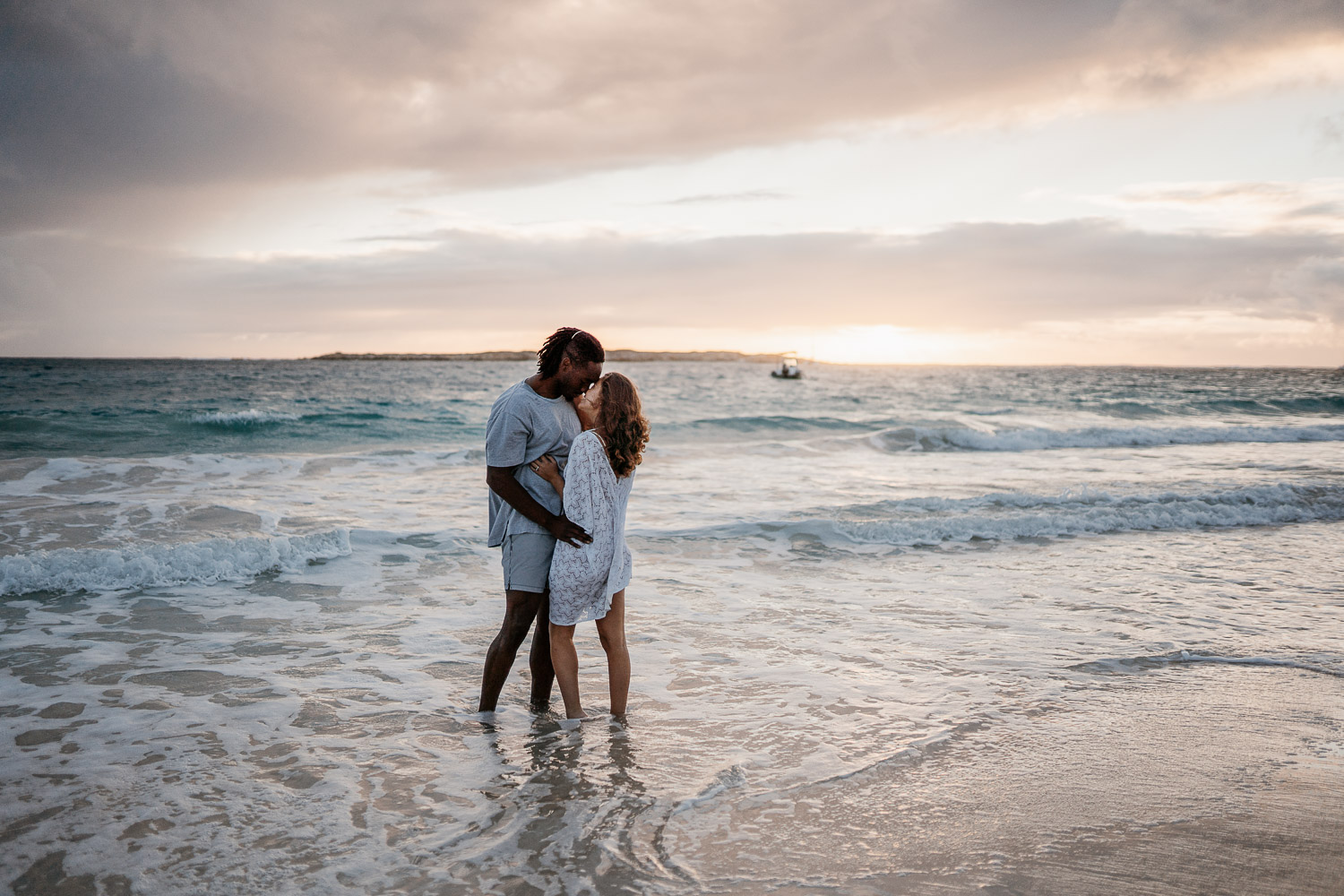 st martin couples photoshoot at Orient Bay during sunrise